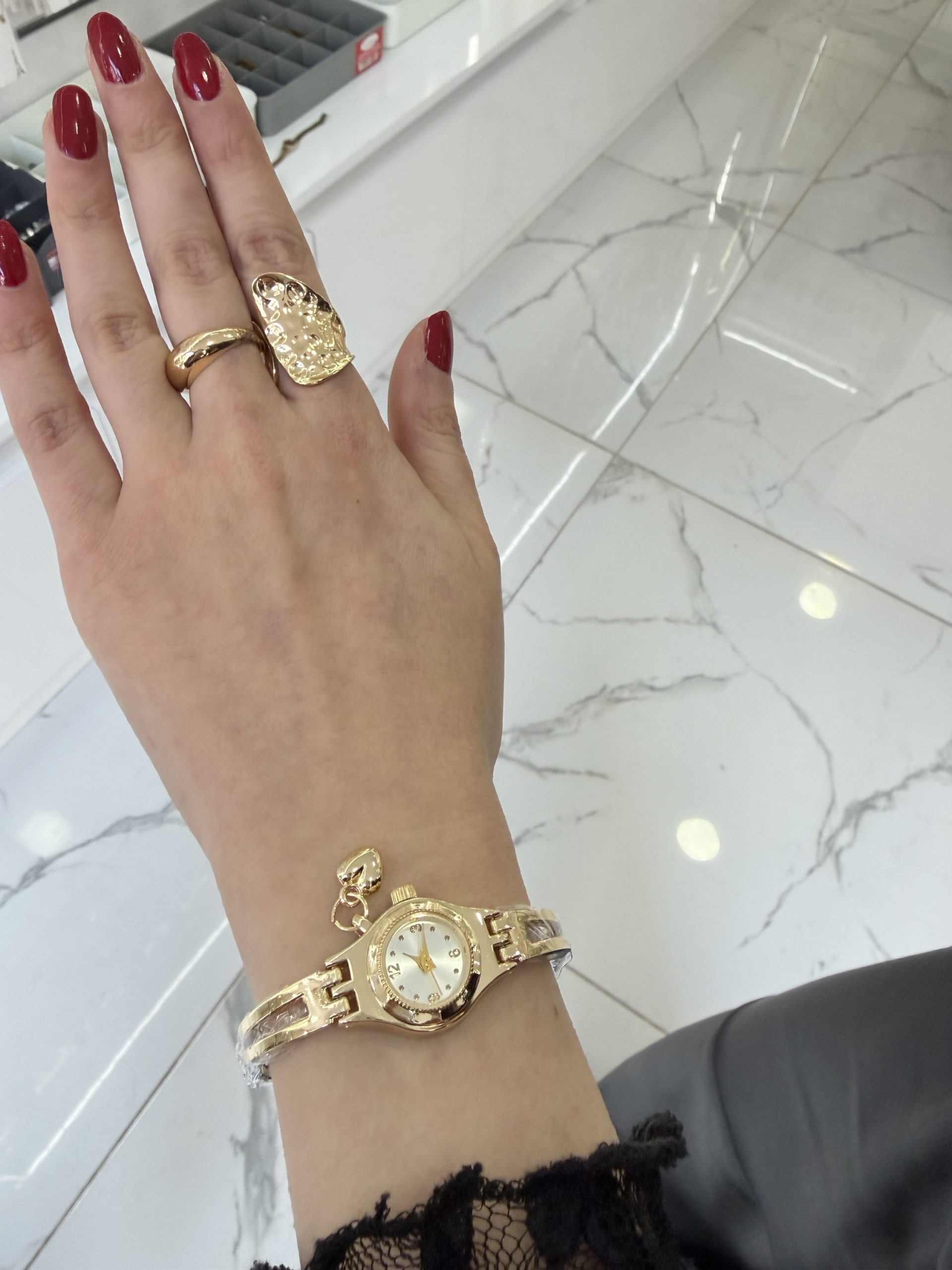 img_4751 Kalp Charm Gold Saat - Görsel 1