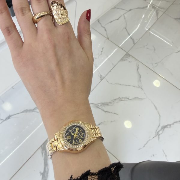 Gold Siyah Çelik Kordon Saat