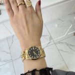 Gold Siyah Çelik Kordon Saat