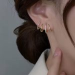 Gold Taşlı Çoklu Görünüm Küpe