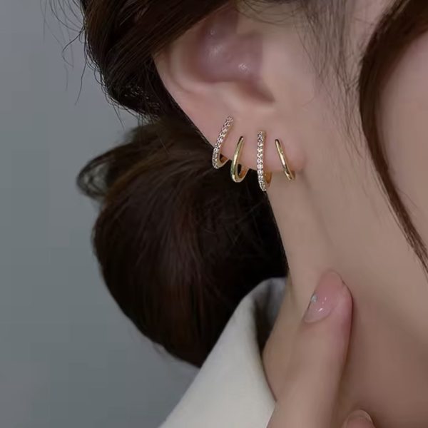 Gold Taşlı Çoklu Görünüm Küpe