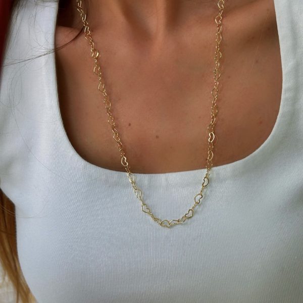 Vip Lak Kaplama Kalp Sıralı Kolye 60 cm