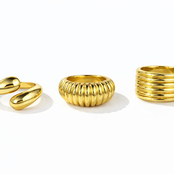 14K Altın Kaplama 3 lü Yüzük Seti