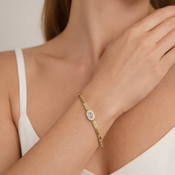 14K CM Bagetli Bileklik