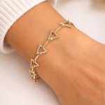 14K Altın Kaplama Taşlı Üçgen Bileklik