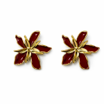 Bordo Mineli Çiçek Küpe