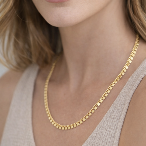 Vip Kare Pullu 50 cm Kolye