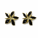 Siyah Mineli Çiçek Küpe