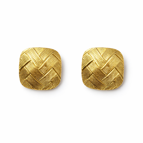 Gold Kare Hasır Küpe