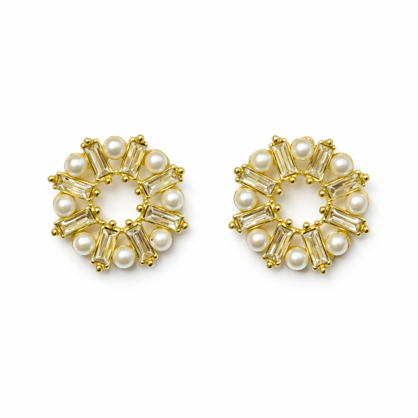 İncili Taşlı Tasarım Küpe