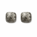 Gümüş Renk Kare Hasır Küpe