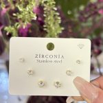 Çelik Zirkon Çoklu Küpe Gold