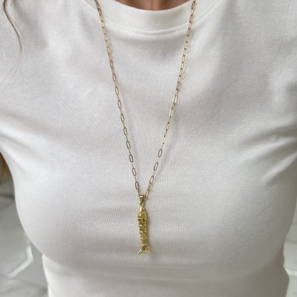 Çelik Uzun 60 cm Balık Kolye