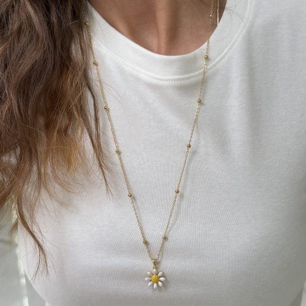 Çelik Uzun 60 cm Papatya Kolye