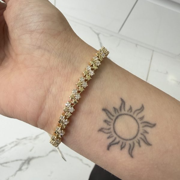 14K CM Altın Kaplama Bileklik Çift Sıra Yıldız