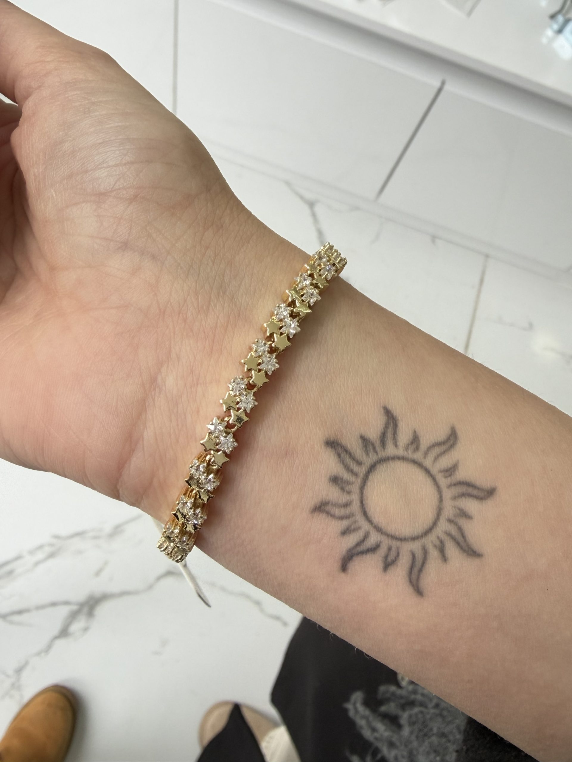 img_6193 14K CM Altın Kaplama Bileklik Çift Sıra Yıldız - Görsel 1