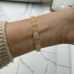 14K CM Altın Kaplama Tek Baget Hasır Bileklik