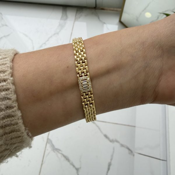 14K CM Altın Kaplama Tek Baget Hasır Bileklik