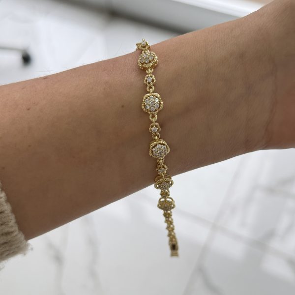 14K CM Altın Kaplama Çiçek Bileklik