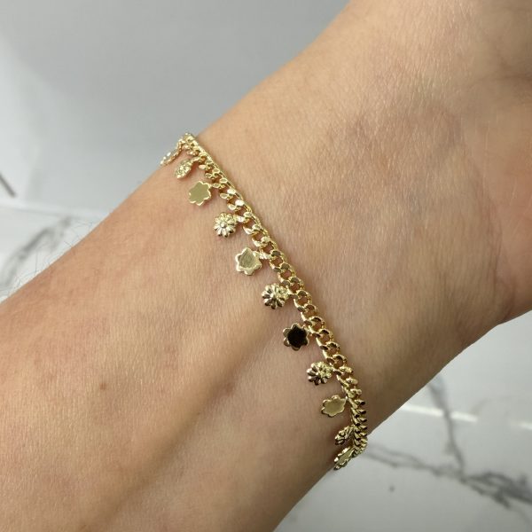 14K CM Altın Kaplama Çiçek Pullu Bileklik