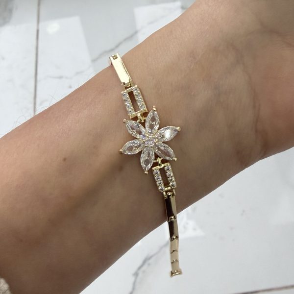 14K CM Altın Kaplama Lotus Bileklik