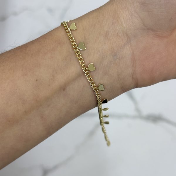 14K CM Altın Kaplama Pul Kalp Bileklik