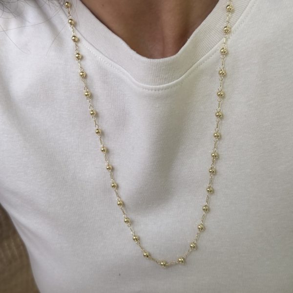 14K CM Altın Kaplama Top Kolye 60 cm