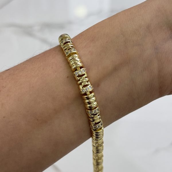 14K CM Altın Kaplama Kalın Bileklik