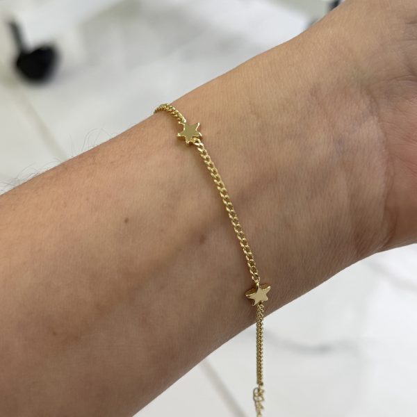 14K CM Altın Kaplama Mini Yıldız Bileklik
