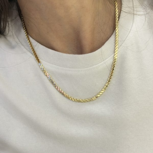 14K CM Altın Kaplama İnce S Kobra Kolye 45 cm