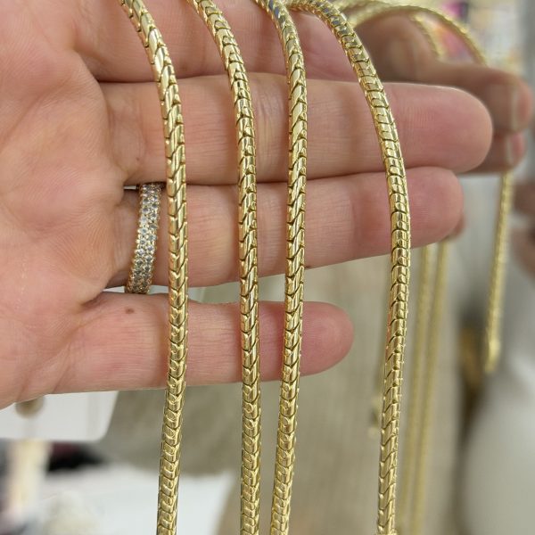 14K CM Altın Kaplama Kalın Yılan  Kolye 45 cm