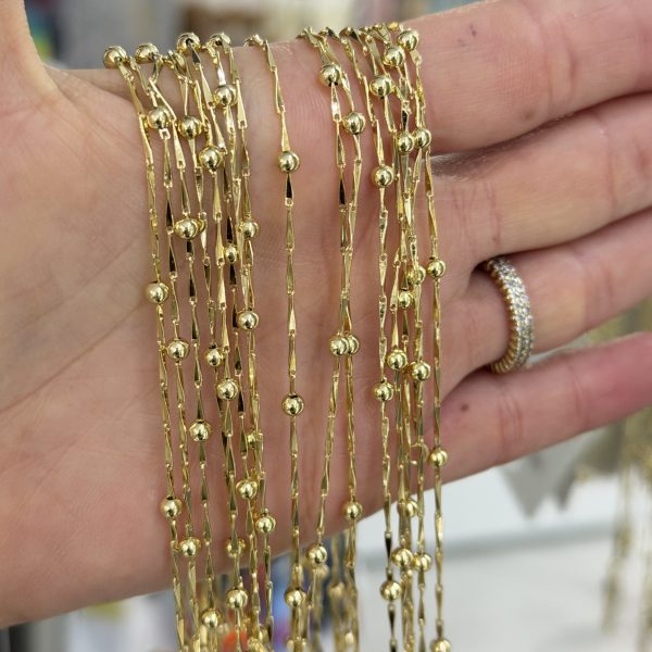 14K CM Altın Kaplama Parlak Top  60cm Kolye