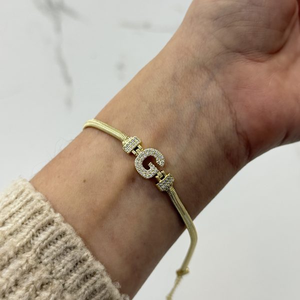 14K CM Altın Kaplama G Harf Bileklik