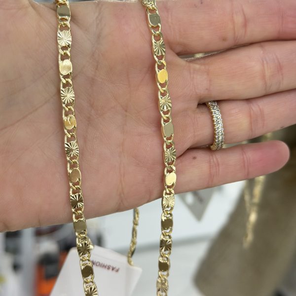 14K CM Altın Kaplama Kalın Yaldızlı Pul 60 cm Kolye