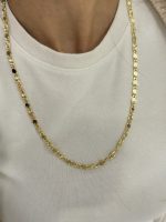 14K CM Altın Kaplama Kalın Yaldızlı Pul 60 cm Kolye - Görsel 2